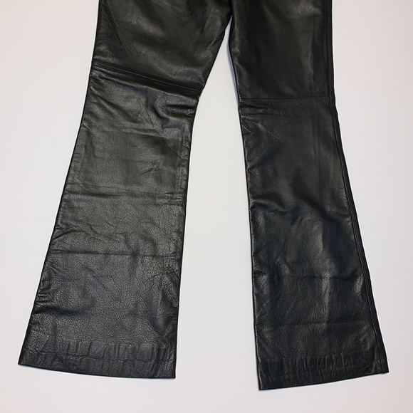 RALPH Ralph Lauren Vintage Black Leather Studded Flare Pants - Women’s Size 2 - Picture 5 of 13
